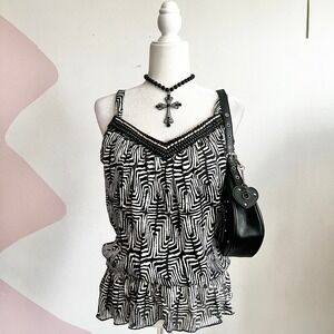 Vintage Y2K Beaded Tank Top Vintage Festival Retro 2000s Boho Small